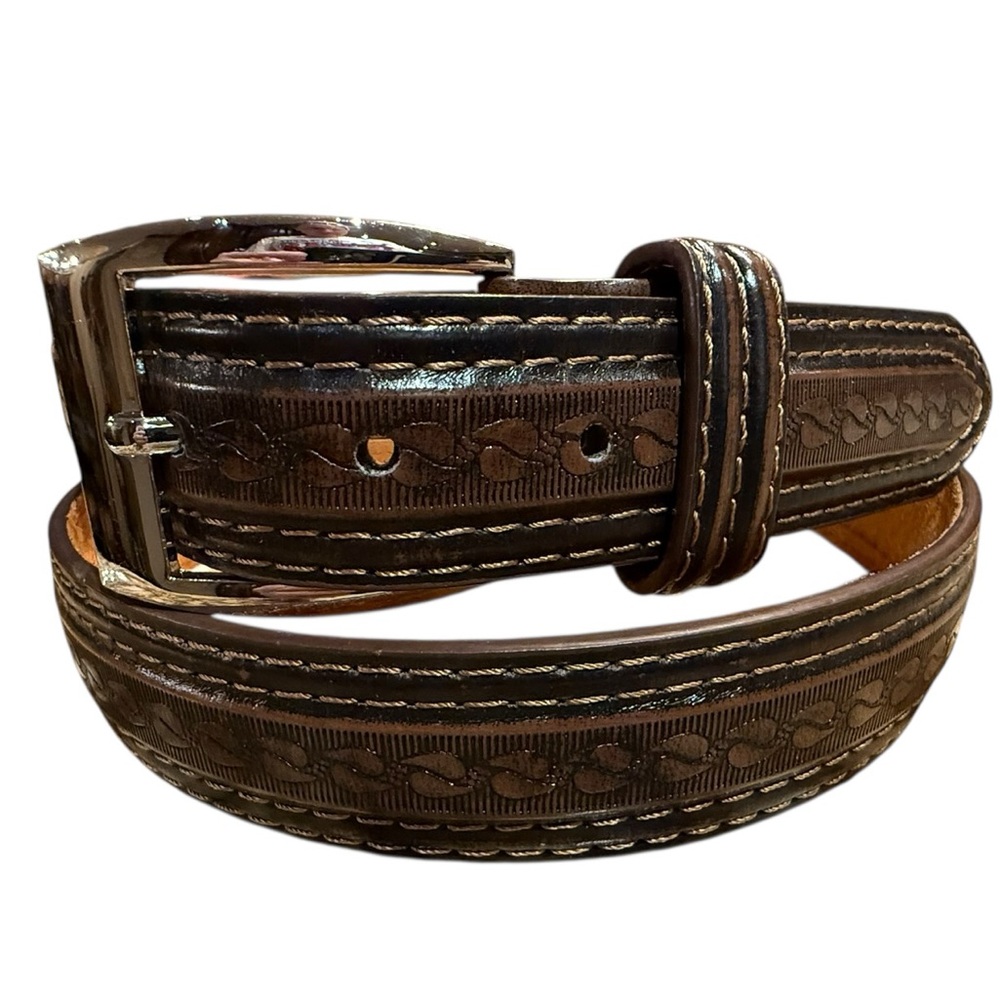 Gold Coast Men’s 38 Brown Leather Embossed Belt